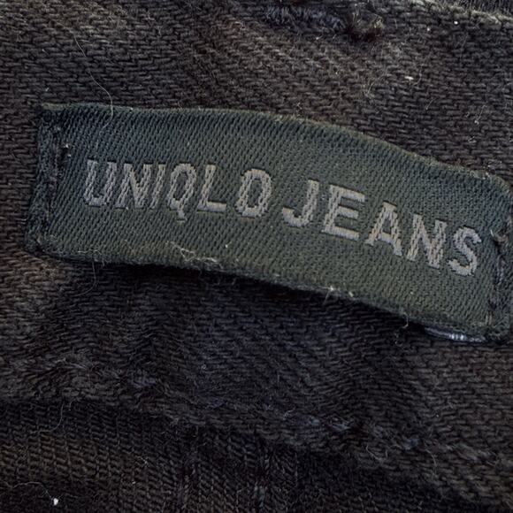 UNIQLO Selvedge Black Jeans Mens Size 36x34 Slim Straight Goth Steampunk - Picture 5 of 6